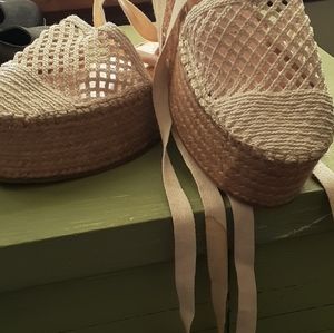 Free people macrame sandals with platform heel